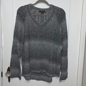 Hi-Lo Ombré Striped Grey & Black Sweater
